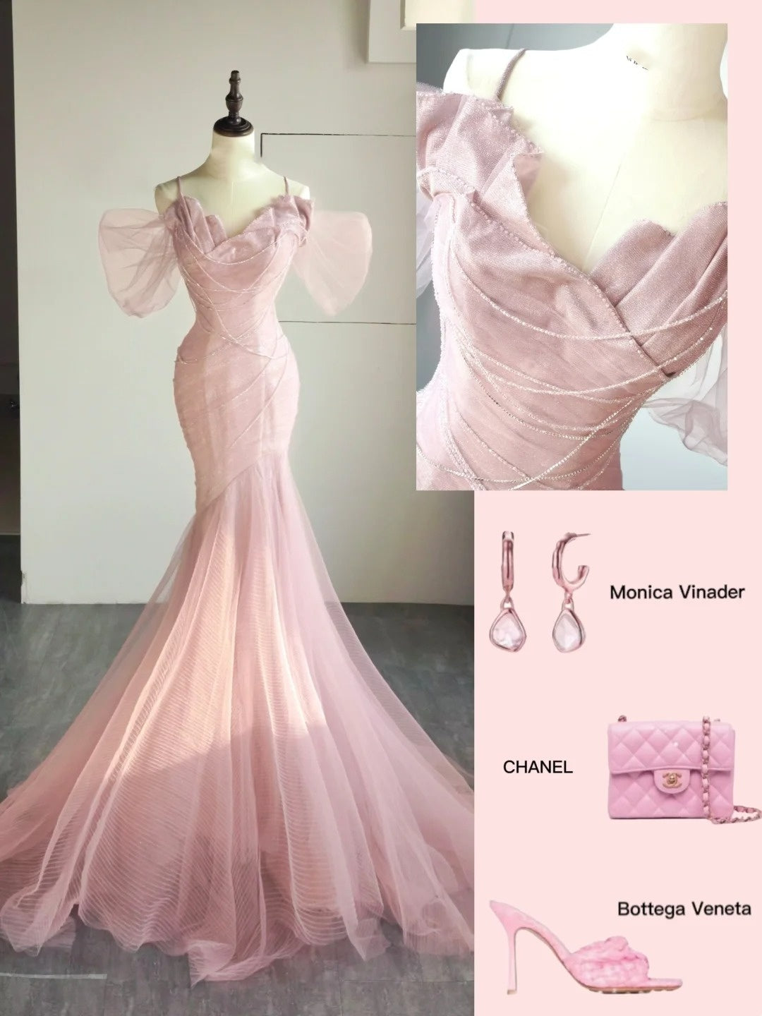 Magnifique robe de bal sirène rose en tulle à fines bretelles, sans manches, longue et élégante, AB336