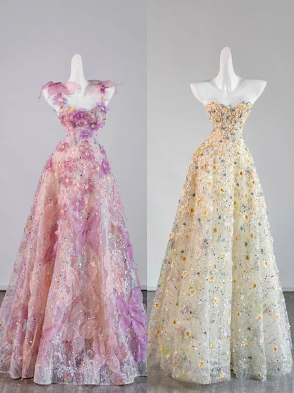 Niedliches Ballkleid mit Herzausschnitt, floralem Muster, langes Abendkleid, formelles Abendkleid, Inspiration für ein Abendoutfit N242