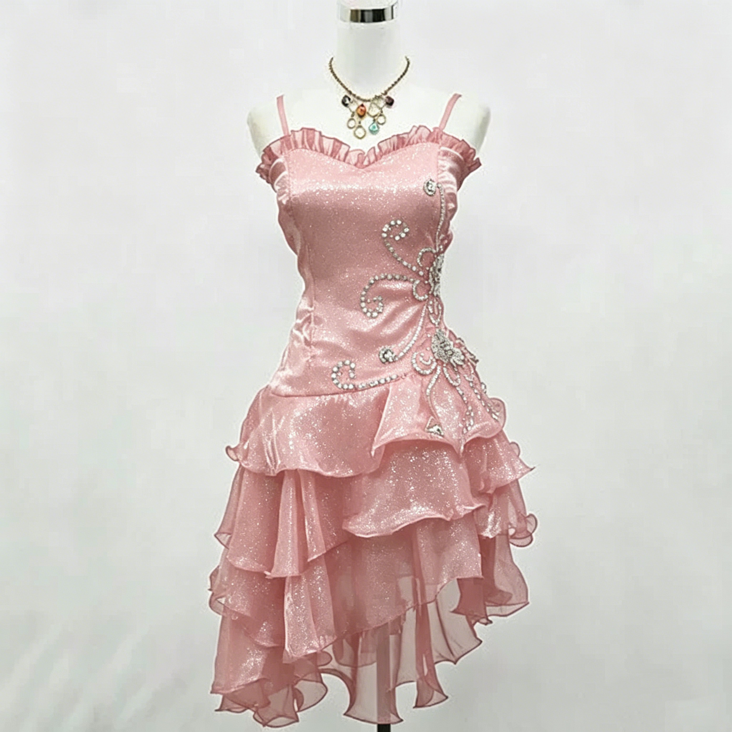 Glitzerndes Ballkleid Spaghettiträger Rosa Pailletten Kurz Mini Partykleid Cocktail Homecoming Kleider N3908