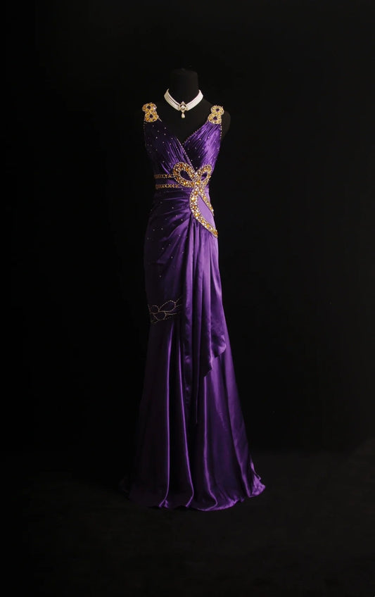 Retro Mermaid Sweetheart Purple Satin 2000s Long Prom Dresses Inspo 19th Birthday Outfits Formal Dress N504