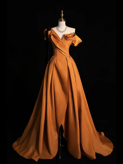 Elegantes Ballkleid, schulterfrei, Satin, ärmellos, für den Abschlussball, langes formelles Kleid für die High School, N1267
