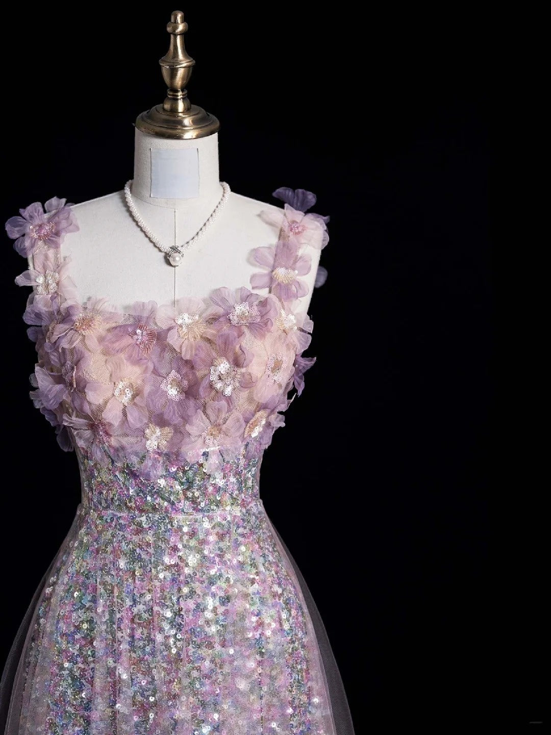 Robe de bal longue élégante à bretelles spaghetti et sequins roses, coupe trapèze, idéale pour les soirées formelles (Vestidos De Dia N766)
