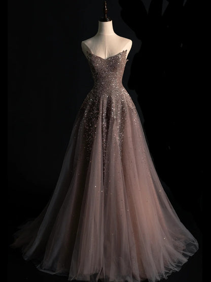 Modest Ball Gown Sweethart Tulle With Beadings College Formal Outfits Long Prom Inspo Graduation Dresses N1231