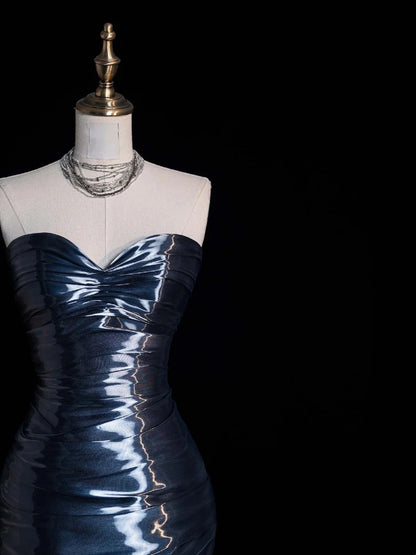 Robe de bal sirène bleu marine à décolleté cœur, inspiration robe de princesse pour remise de diplôme B432