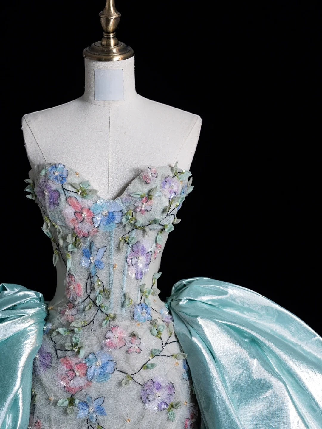 Modest Sheath Sweetheart Sleeveless Tulle Floral Long Prom Dress Mint Green For Women Girls Evening Dresses N655