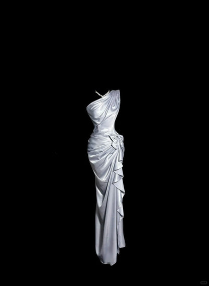 Robes de bal de rêve des années 90 Sirène Asymétrique Lilas sans manches Tenues de soirée formelles N3796