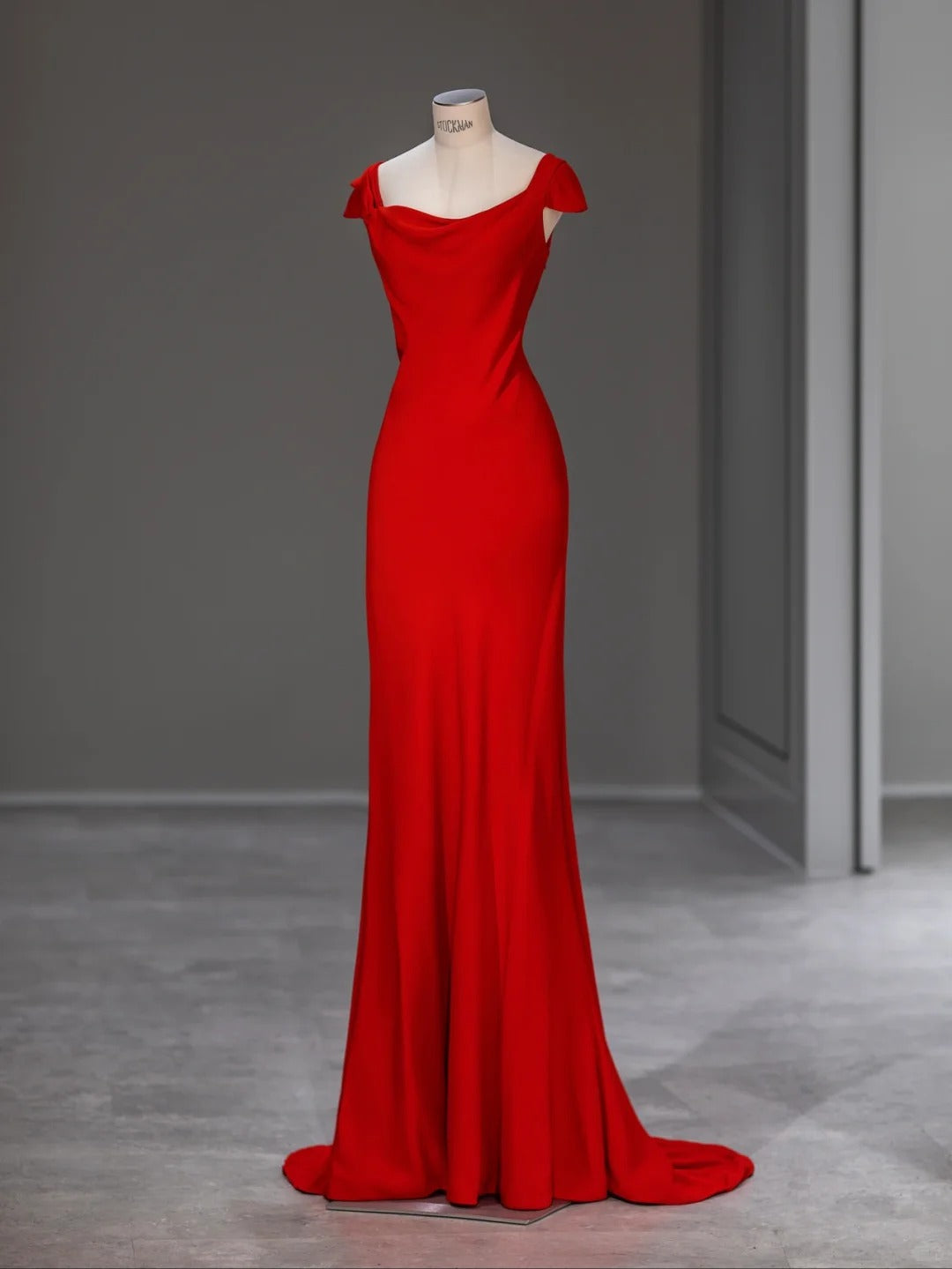 Elegant Mermaid Red With Cap Sleeves Long Prom Dresses Inspo Evening Outfits RB4000