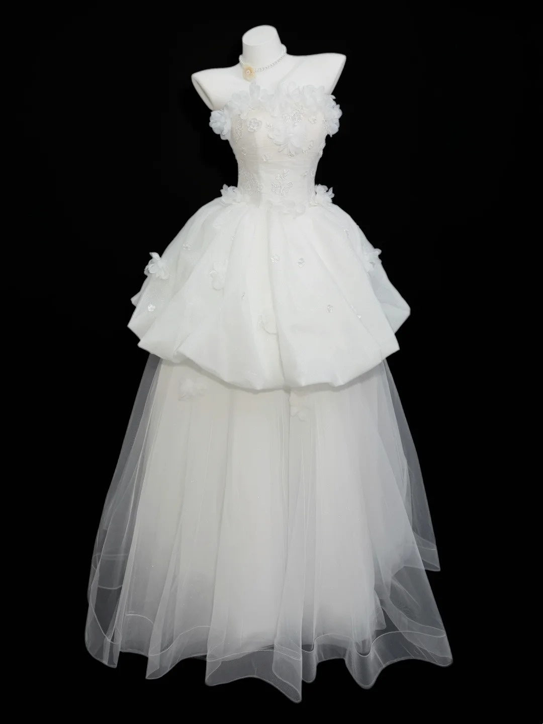 Dream Wedding Dresses Ball Gown Strapless Sleeveless Garden White Tulle Vintage Wedding Dress N4555