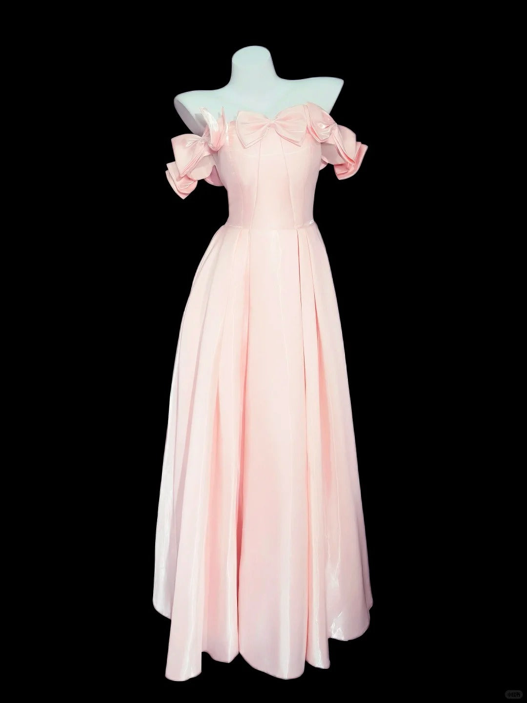 Prinzessin Abschlussballkleider Formelles A-Linien-Kleid schulterfrei Rosa mit Ärmeln Lange Partykleider N4532