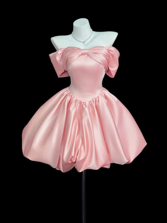 Cute Ball Gown Off The Shoulder Inspo Ideas Senior Short Mini Pink Hoco Gown Homecoming Dresses N4542