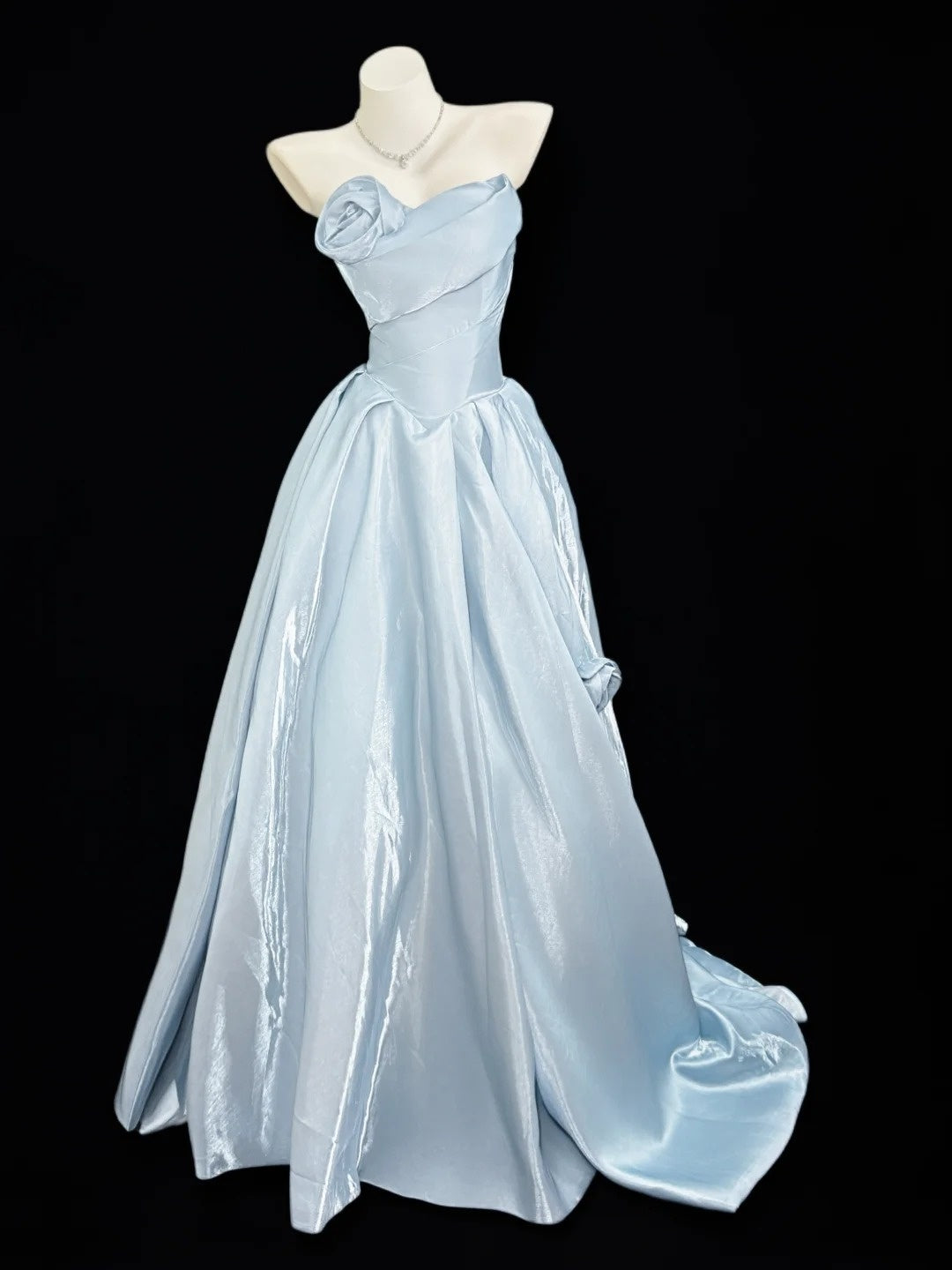 Einfache Ballkleid-Abschlussballkleider, Sweetheart-Ausschnitt, Hellblau, Bodenlang, Formelle Outfits RB4360