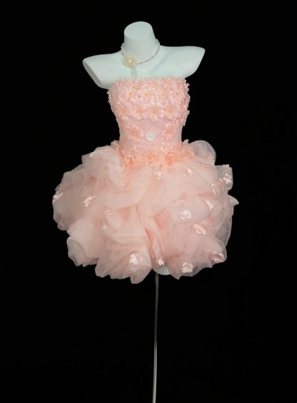 Hübsches Ballkleid, trägerlos, blau mit 3D-Blumen, Senior-Inspiration Abschlussball High School Homecoming Kleider N4517