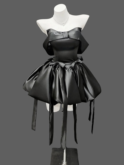 Sexy Ballkleid schulterfrei kurzes schwarzes Minikleid Party Cocktail Homecoming Kleider N4493