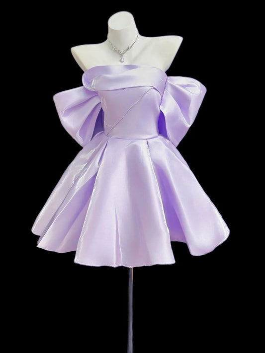 Sexy Ball Gown Off The Shoulder Lilac Short Mini Party Cocktail Homecoming Dresses N4490
