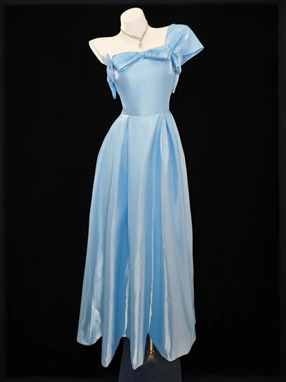 Robes de bal de princesse Robes de soirée longues bleues coupe A asymétriques N4537