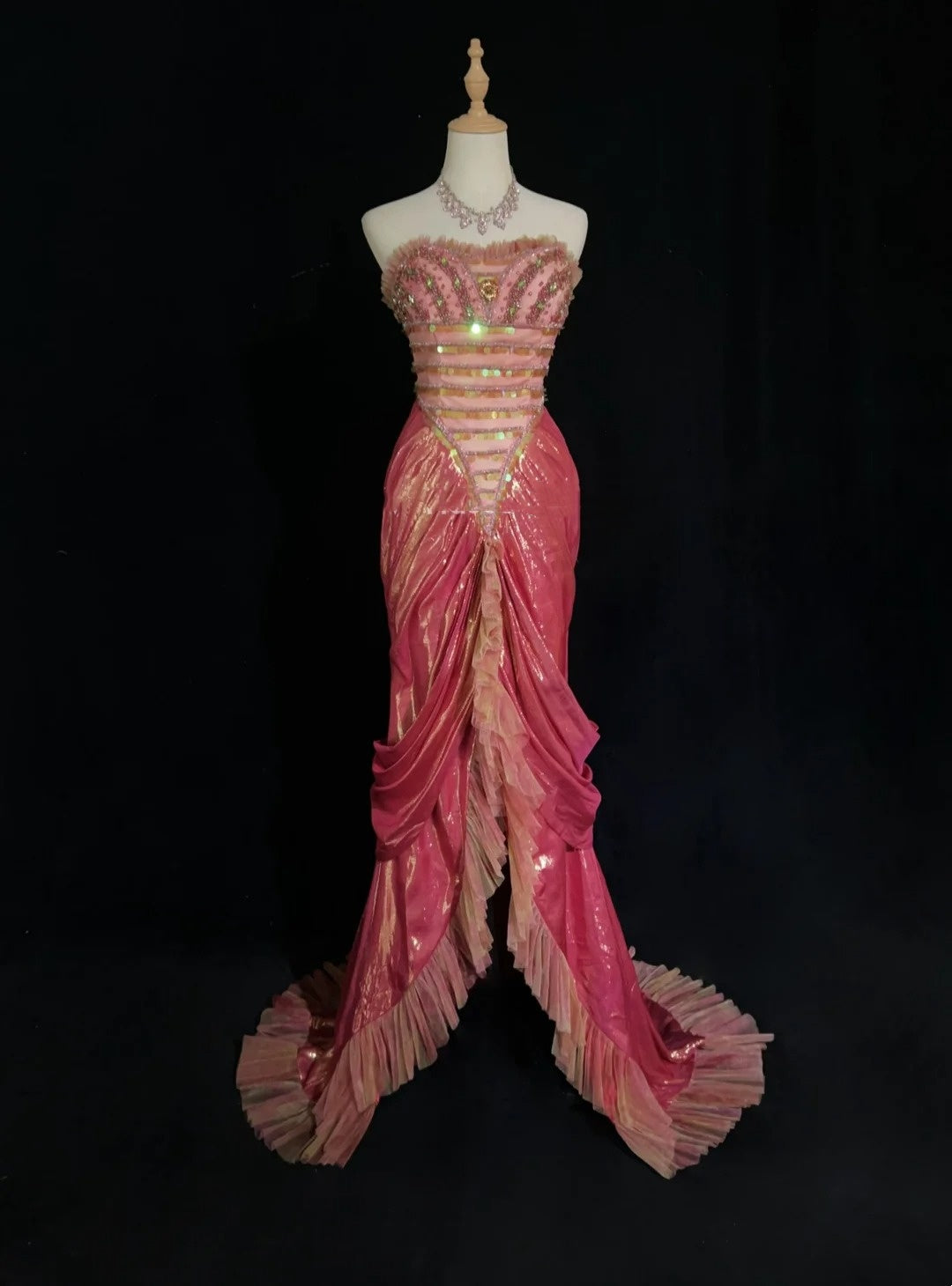 Glamorous Prom Dresses Mermaid Sweetheart Pink High Low With Beading Formal Dress N2887