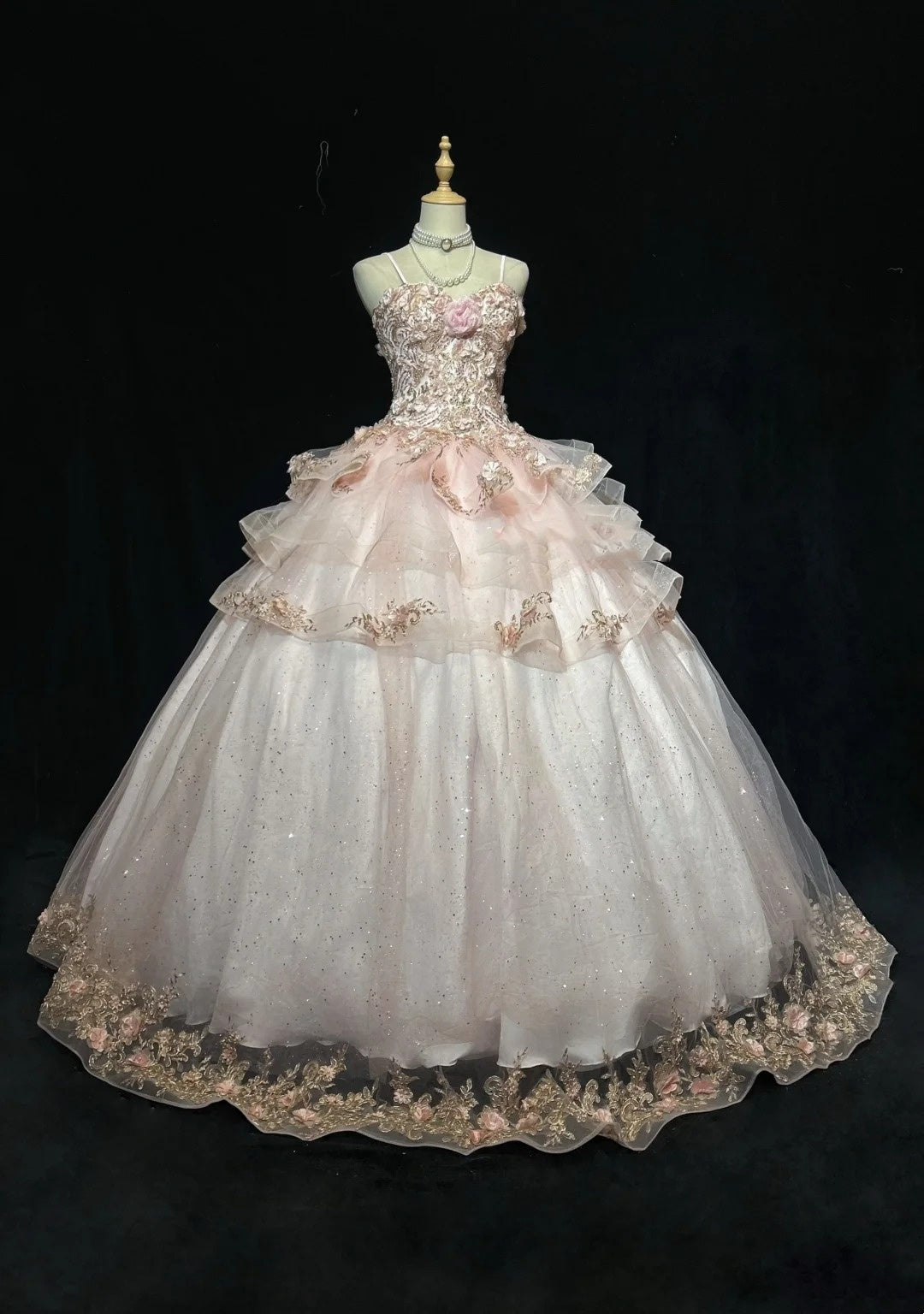 Sweet Ball Gown Spaghetti Strap Tulle With Flowers Sweet 16 Dresses Quinceanera Dress Long 15 Vestidos De Fiesta N4219