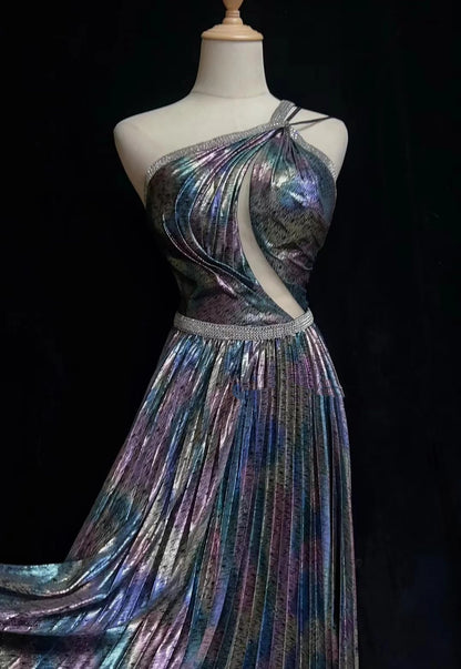 Robes de Bal Vintage Années 80 Coupe Trapèze Épaule Unique Perles Robe Longue N3121