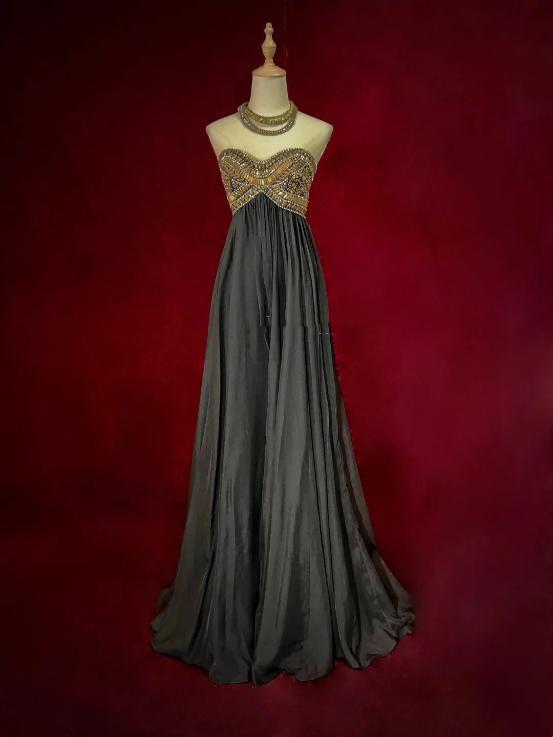 Bescheidene Ballkleider Inspo A-Linie Sweetheart Schwarz Chiffon Mit Perlen Für Damen Festliches Kleid N3215