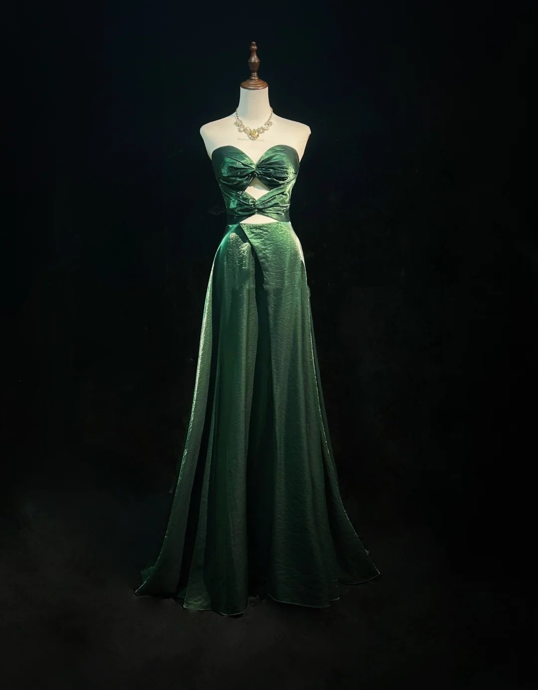 Robes de bal vintage en satin vert foncé en ligne chérie des années 1990 robe de soirée formelle N2656