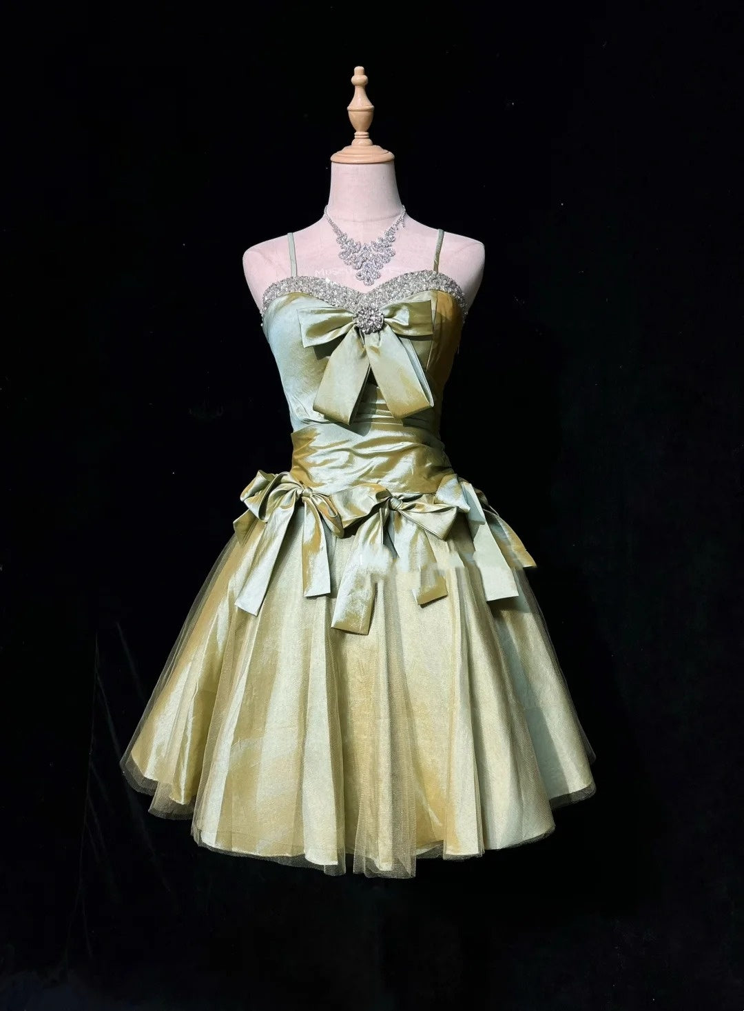 Vintage Ball Gown Spaghetti Strap Green Short Mini Senior Inspo Birthday 16th Party Outfits Homecoming Dresses RB3954