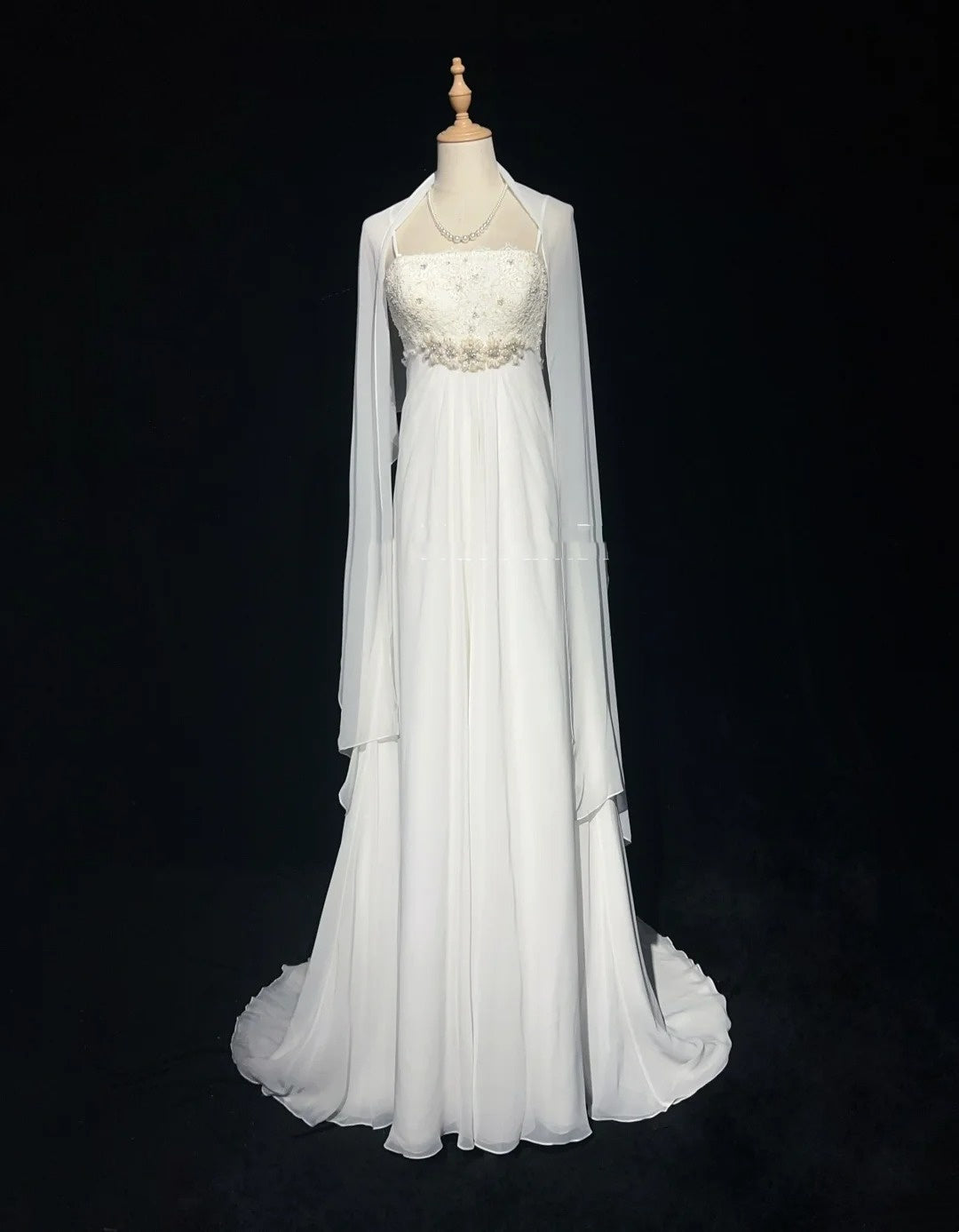 Timeless Wedding Dresses A Line Spaghetti Strap White Chiffon With Beaded Long Bridal Gown N3018