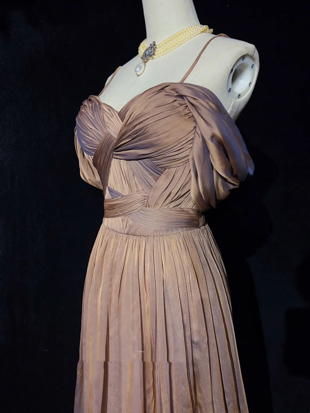 Robes de bal vintage des années 80, coupe trapèze, à fines bretelles, avec volants, longues tenues de soirée N3454