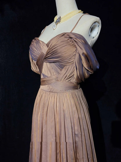 Robes de bal vintage des années 80, coupe trapèze, à fines bretelles, avec volants, longues tenues de soirée N3454