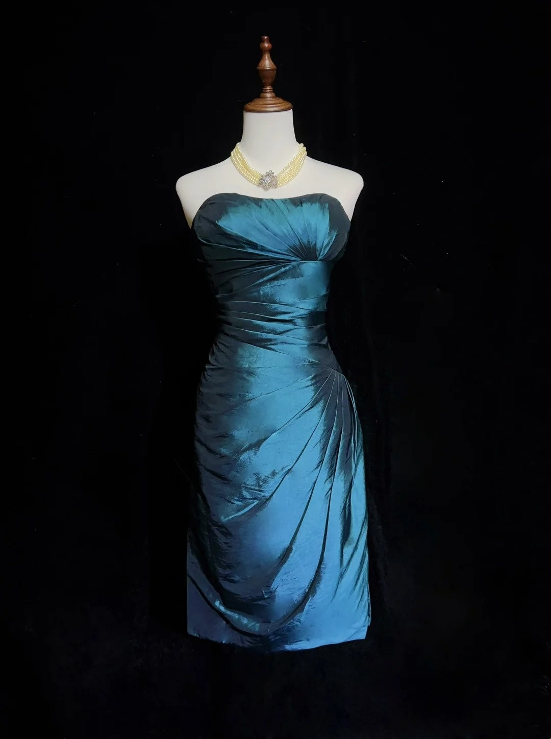 Jolie Robe de soirée bustier bleu marine mi-longue pour le bal de promo N2641
