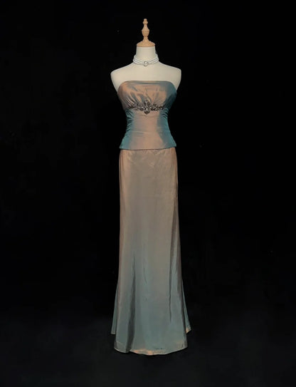 Robes de bal vintage coupe trapèze bustier sans manches années 1990 longue robe de soirée formelle N2633