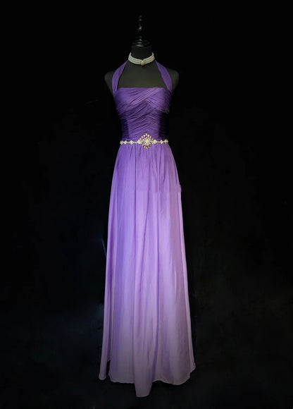 Inspiration robes de bal vintage trapèze licou dégradé raisin en mousseline longues années 90 avec perles robes de soirée N3338