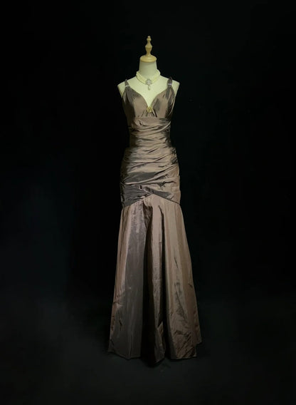 Elegante Meerjungfrauen-Abschlussballkleider in Herzform aus Taft mit Rüschen, langes Ballkleid N2901