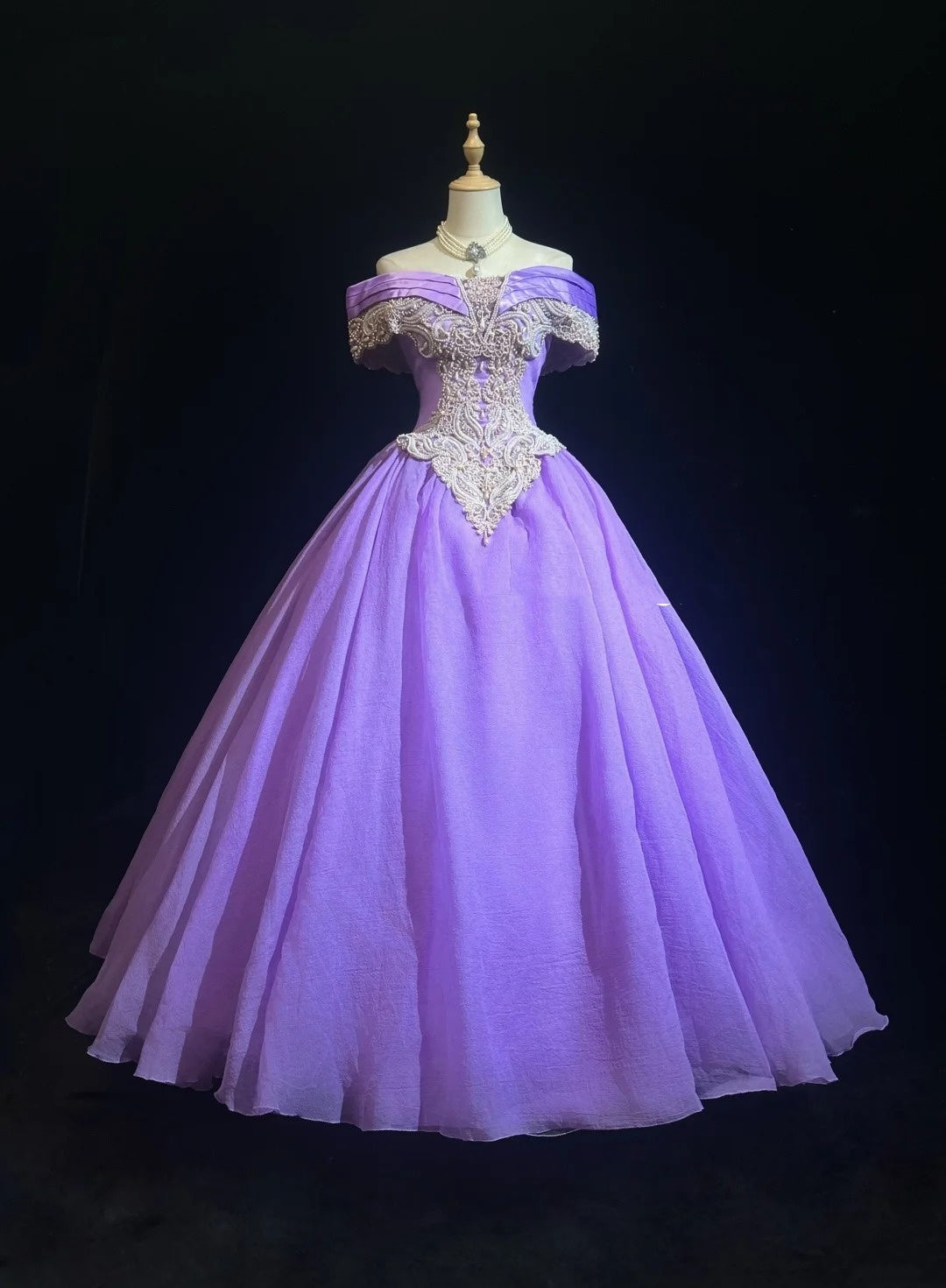 Prinzessin Abschlussballkleider Ballkleid Off-Shoulder Traube mit Perlen Formelle Abendgarderobe N3885