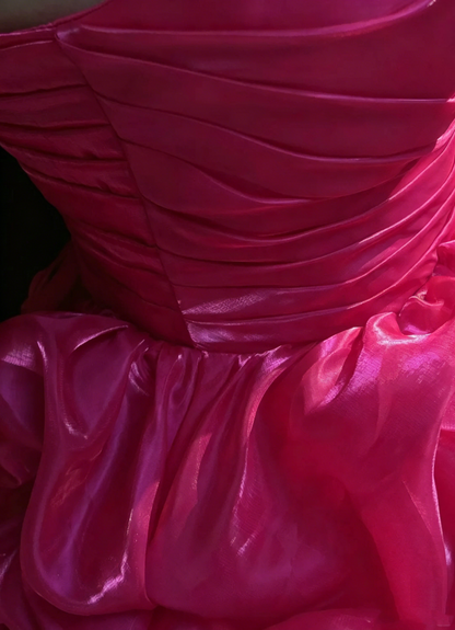 Elegantes Ballkleid, Neckholder, leuchtend Pink, kurz, Mini mit Edelsteinen, Partykleid, Cocktailkleid, Abschlussballkleid N3815