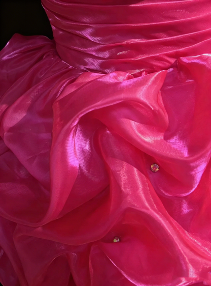 Elegantes Ballkleid, Neckholder, leuchtend Pink, kurz, Mini mit Edelsteinen, Partykleid, Cocktailkleid, Abschlussballkleid N3815