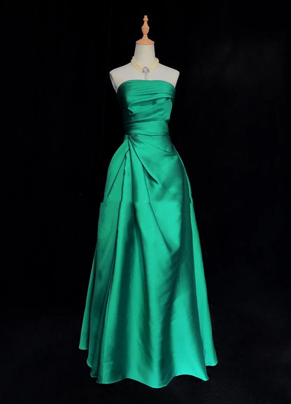 Ravissante Robe de Bal sans Bretelles Vert plissé Longue Robe de Soirée Formelle N3902