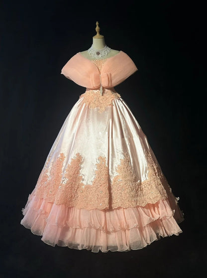 Vintage Prom Dresses 1960s Ball Gown Strapless Blush Pink With Lace Floor Length Sleeveless Evening Formal Outfits RB5121