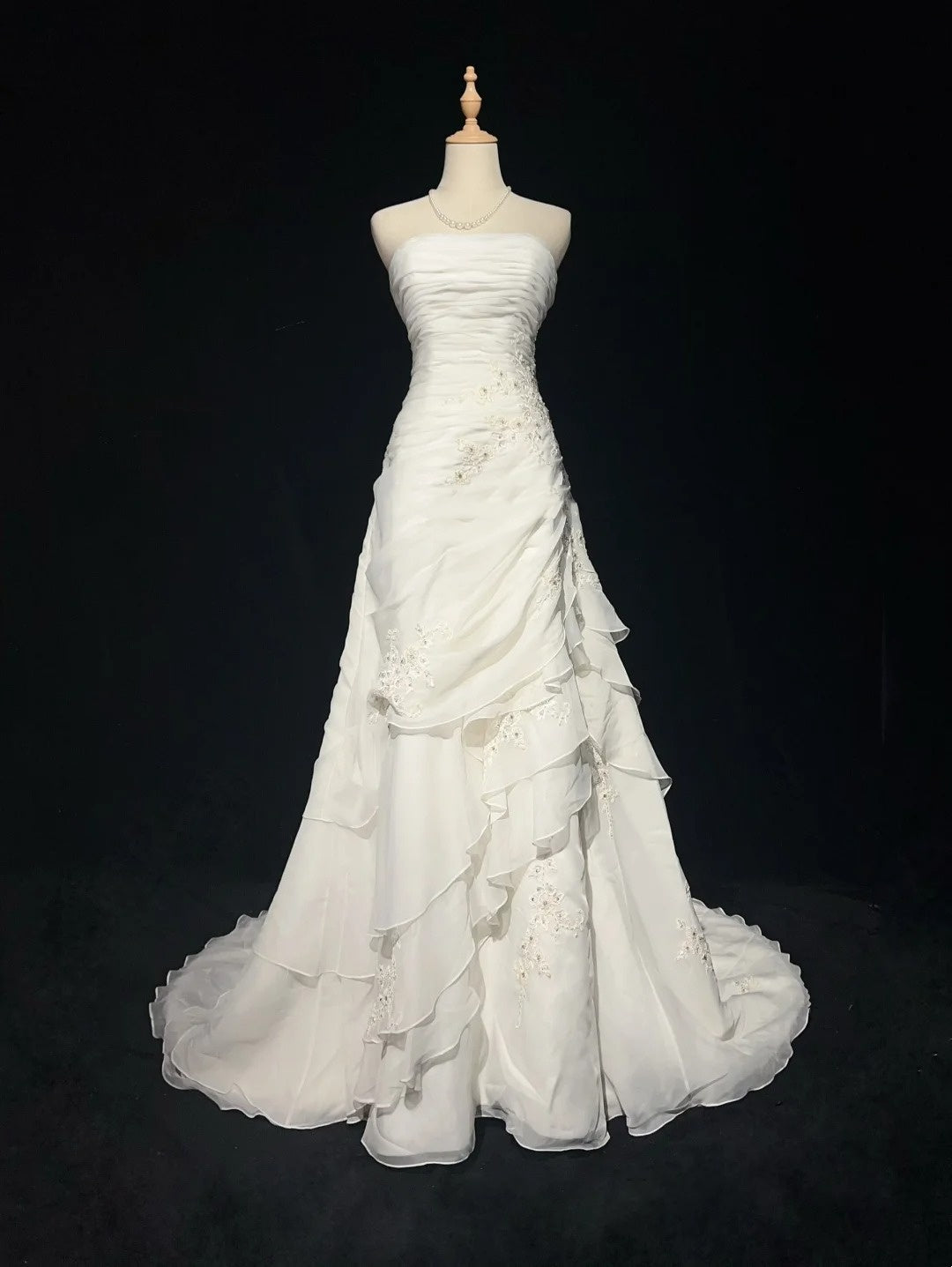 Timeless Wedding Dresses A Line Strapless White Chiffon With Ruffled Long Bridal Gown N3008