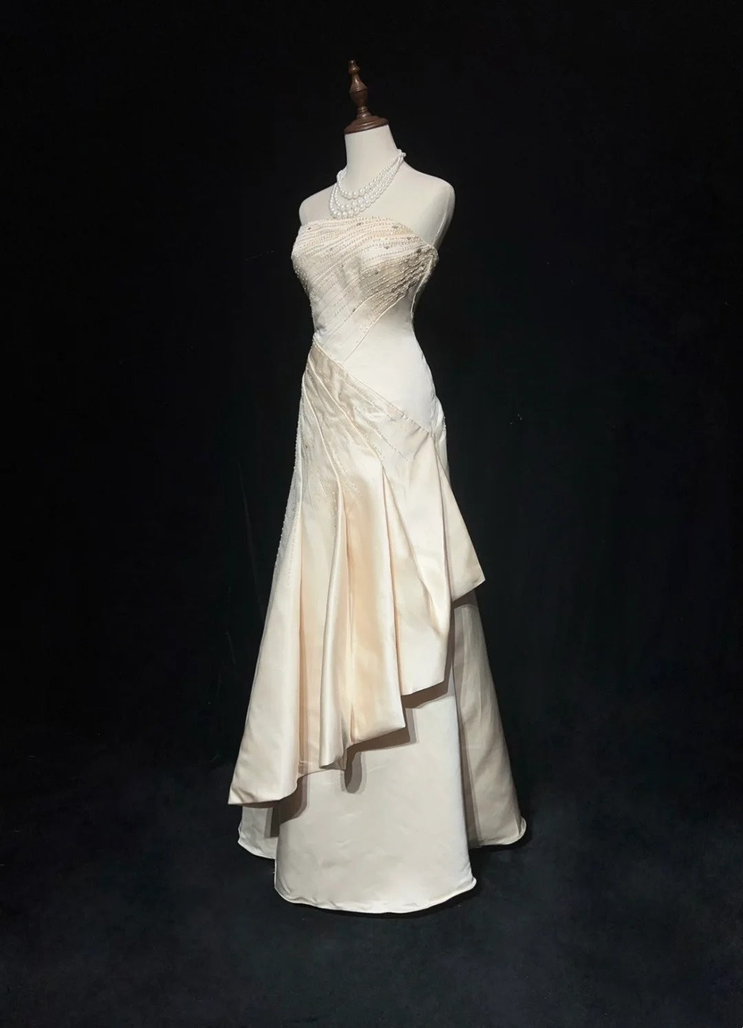 Robes de mariée vintage années 20 style sirène sans bretelles avec perles pour jardin d'été longue robe de mariée N3683