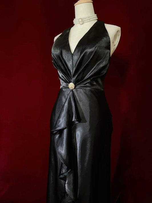 Belles robes de bal sirène col en V robe de soirée en satin avec corsage à volants longues tenues de soirée N3368
