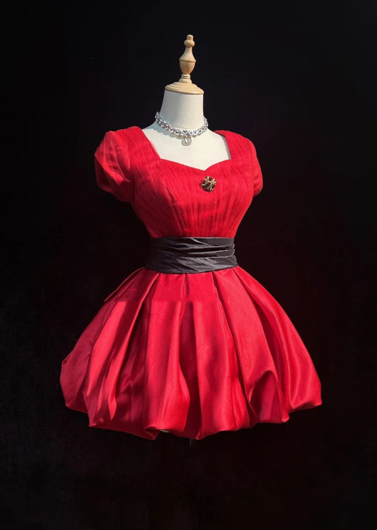 Cute Ball Gown Sweetheart Red Tulle Ideas For Women Short Birthday Dresses Mini Homecoming Outfits N3307