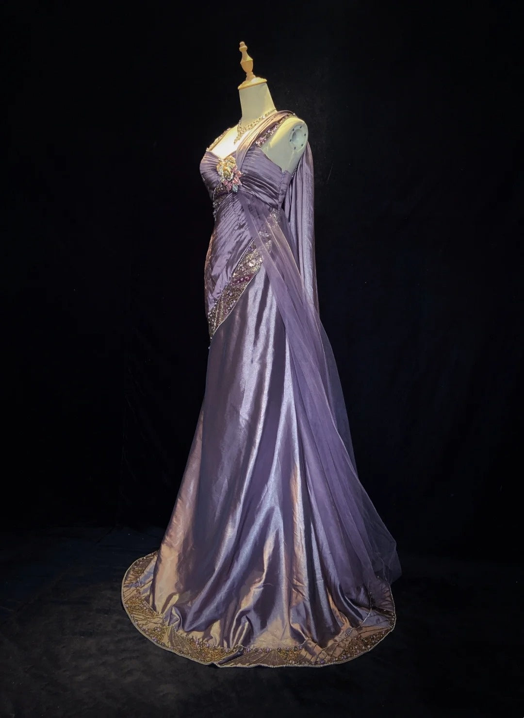 Vintage Ballkleider Inspo Meerjungfrau Spaghettiträger Traube Satin 90er Mit Perlen Abendkleider N3350