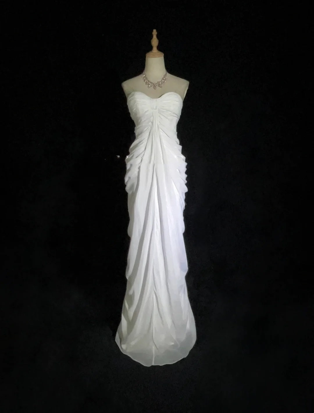 Elegante Ballkleider Meerjungfrau Sweetheart Weiß Chiffon mit Rüschen Langes Abendkleid N2895
