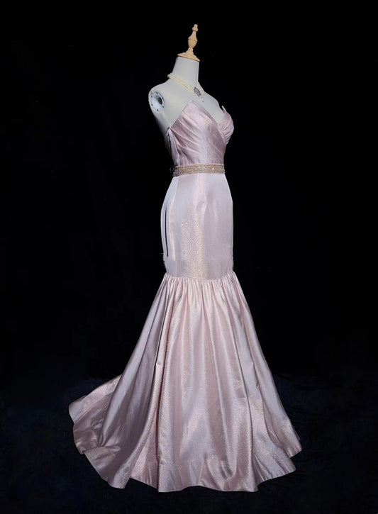 Belles robes de bal sirène bustier rose avec volants, longues tenues de soirée N3346