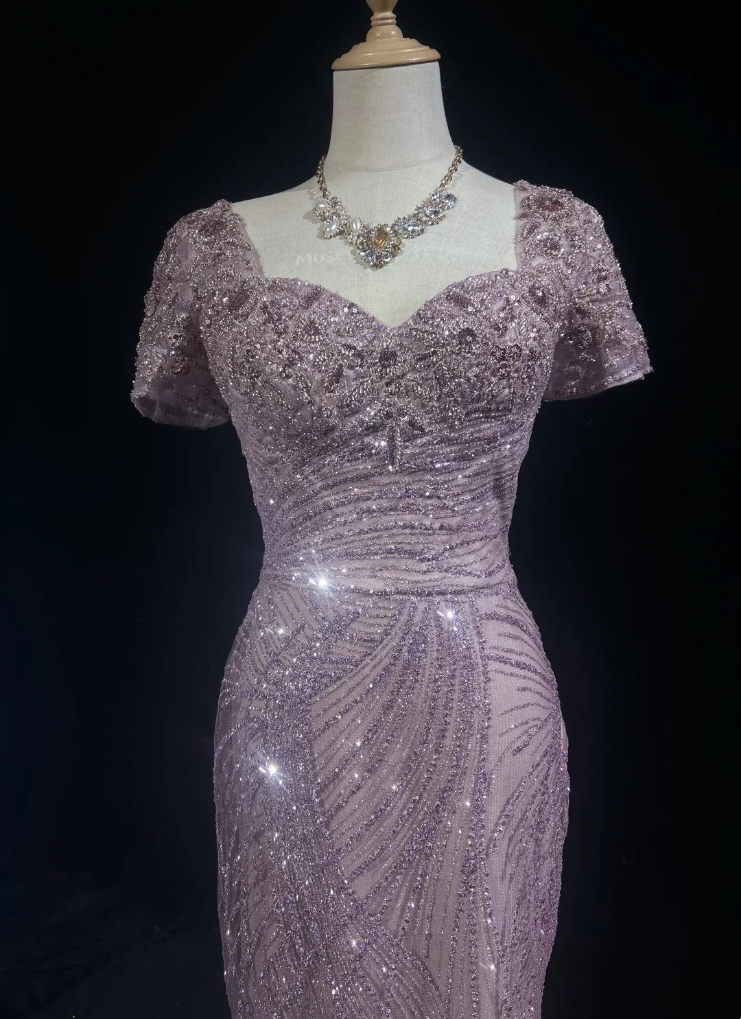 Belles Robes de Bal Sirène Bustier Pailleté Avec Fente Perlé Longue Robe de Soirée N2929