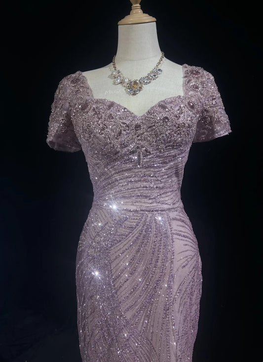 Belles Robes de Bal Sirène Bustier Pailleté Avec Fente Perlé Longue Robe de Soirée N2929