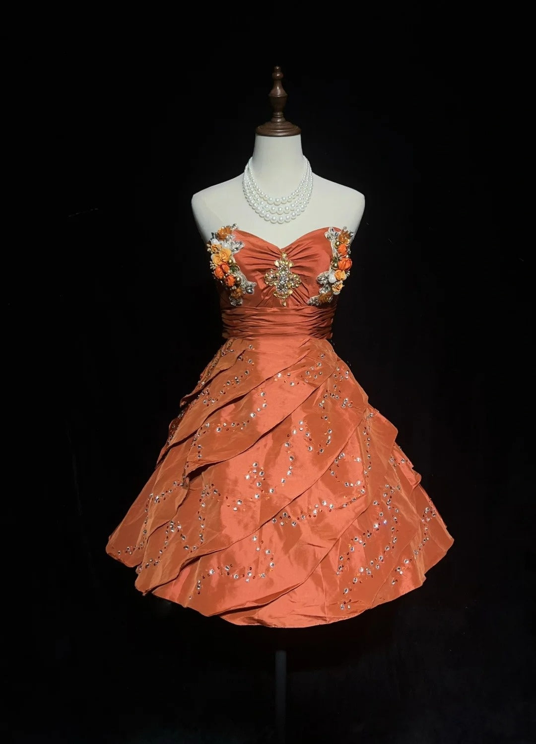 Süßes Ballkleid Sweetheart Orange Taft Abschlussball Kurze Mini-Heimkehrkleider Hoco Kleid N2891