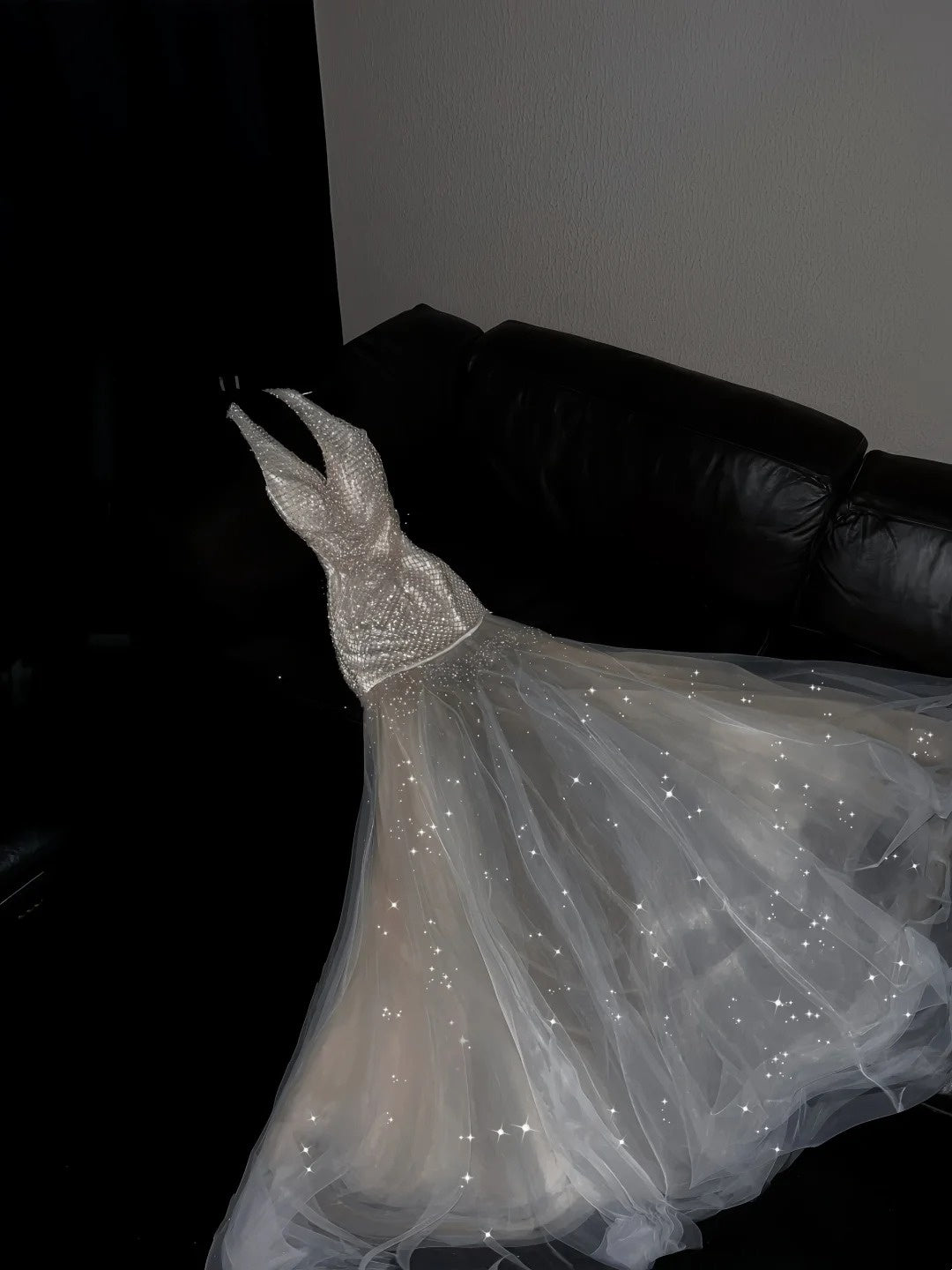 Prinzessin Meerjungfrau Neckholder Champagner Pailletten Langes Ballkleid Abendgarderobe Festliches Kleid N995