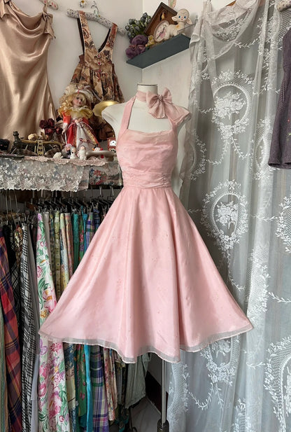 Vintage A-Linie Neckholder Rosa Kurze Abschlussball-Geburtstags-Heimkehrkleider N3725