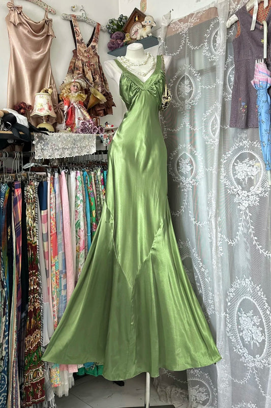 Vintage Mermaid V Neck Olive Green Satin Sleeveless Formal For Women Girls Teens Prom Dresses N2253
